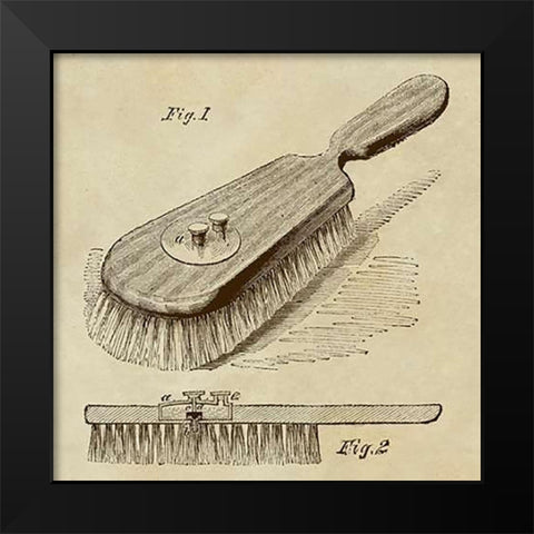 Lotion Dispensing Hair Brush Black Modern Wood Framed Art Print by Inventions