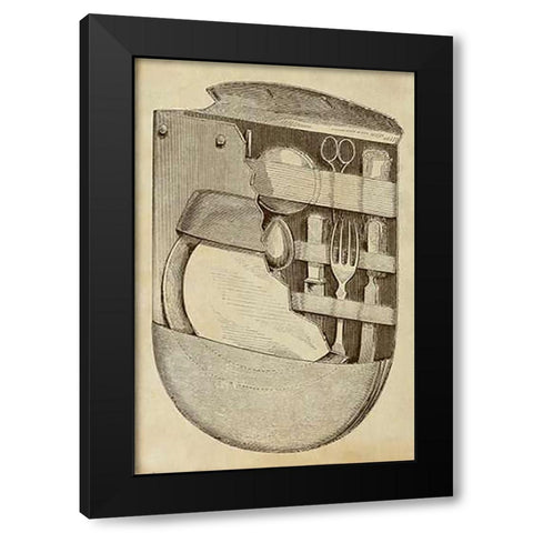 Pocket Picnic Kit Black Modern Wood Framed Art Print with Double Matting by Inventions