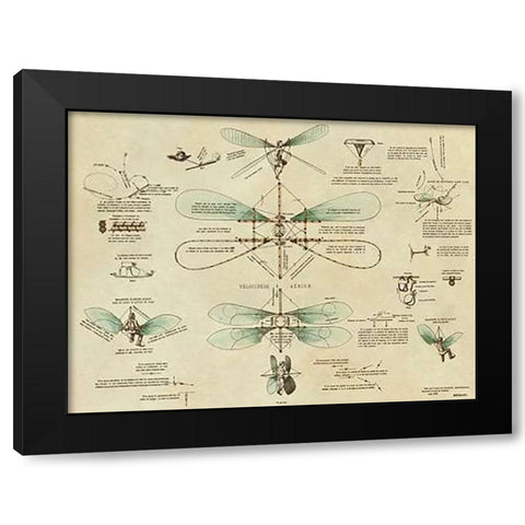 Airborne Bicycle Black Modern Wood Framed Art Print with Double Matting by Inventions