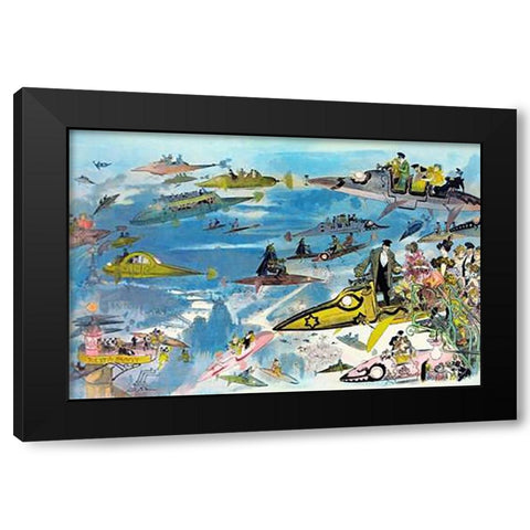Futuristic Look at Air Travel in the Year 2000 Black Modern Wood Framed Art Print with Double Matting by Inventions