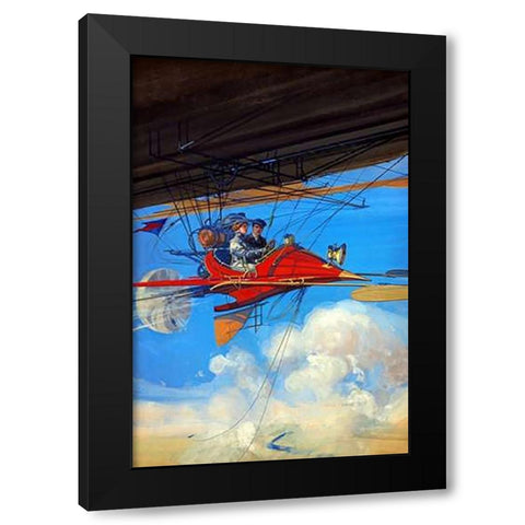 Futuristic Air Travel Black Modern Wood Framed Art Print with Double Matting by Inventions