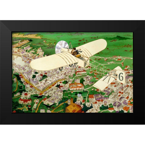 Rome to Paris by air non-stop Black Modern Wood Framed Art Print by Inventions