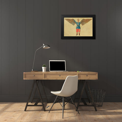 Man with Wings Black Modern Wood Framed Art Print by Inventions