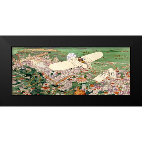 Rome to Paris by air non-stop Black Modern Wood Framed Art Print by Inventions