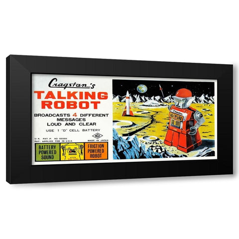 Cragstan Talking Robot Black Modern Wood Framed Art Print by Retrobot
