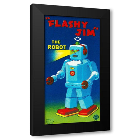 Flashy Jim - The Robot Black Modern Wood Framed Art Print with Double Matting by Retrobot