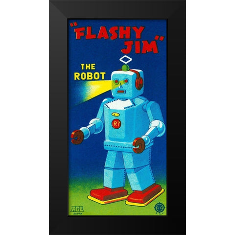 Flashy Jim - The Robot Black Modern Wood Framed Art Print by Retrobot
