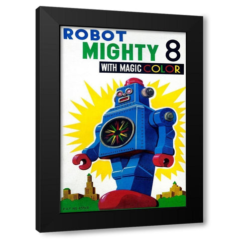 Robot Mighty 8 with Magic Color Black Modern Wood Framed Art Print by Retrobot