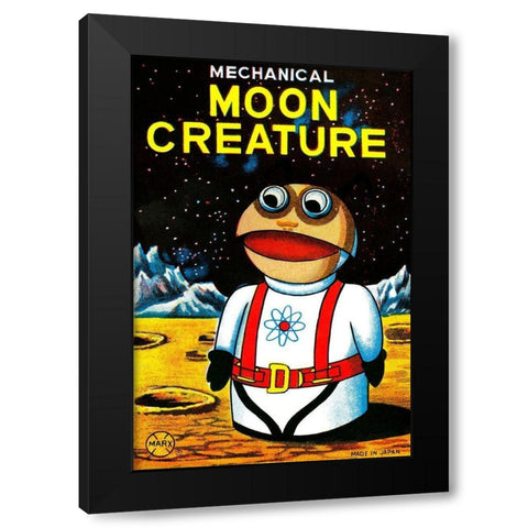 Mechanical Moon Creature Black Modern Wood Framed Art Print by Retrobot