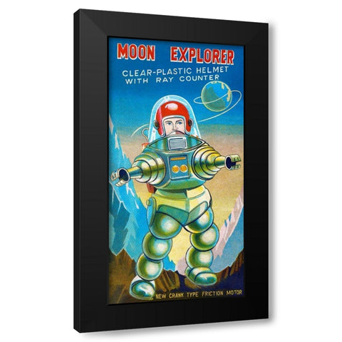 Moon Explorer Black Modern Wood Framed Art Print by Retrobot