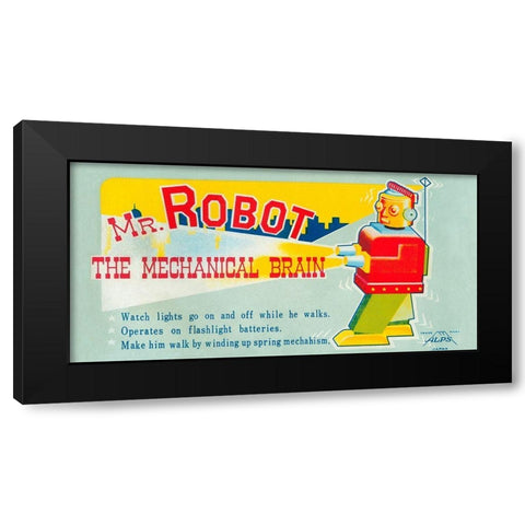 Mr. Robot: The Mechanical Brain Black Modern Wood Framed Art Print with Double Matting by Retrobot