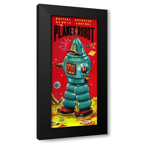 Planet Robot Black Modern Wood Framed Art Print by Retrobot