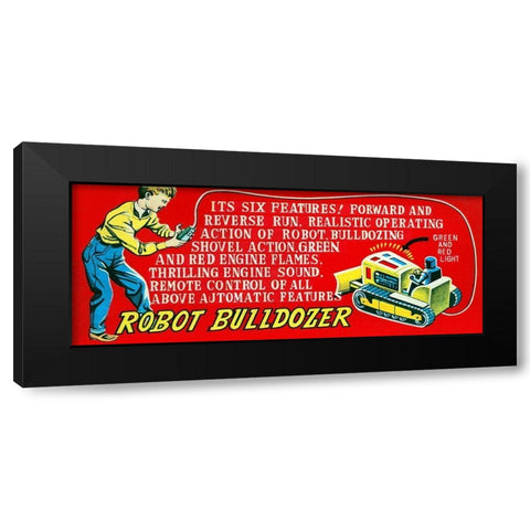 Robot Bulldozer - Six Features Black Modern Wood Framed Art Print with Double Matting by Retrobot