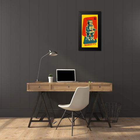 Robot ST1 Black Modern Wood Framed Art Print by Retrobot