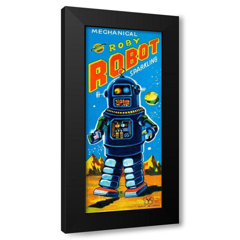 Roby Robot Black Modern Wood Framed Art Print by Retrobot