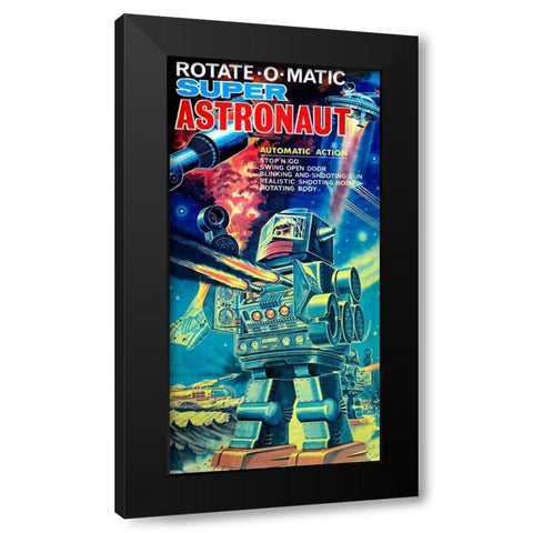 Rotate-O-Matic Super Astronaut Black Modern Wood Framed Art Print with Double Matting by Retrobot