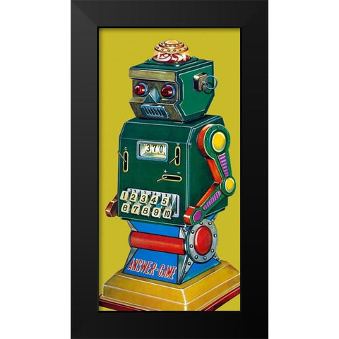 Answer Game Robot Black Modern Wood Framed Art Print by Retrobot