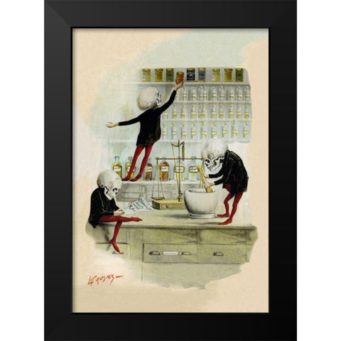 Death in the Lab Black Modern Wood Framed Art Print by Frusius