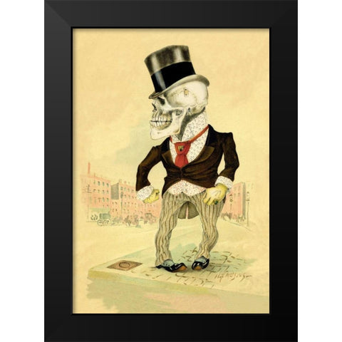 Death Ready for Round Two Black Modern Wood Framed Art Print by Frusius