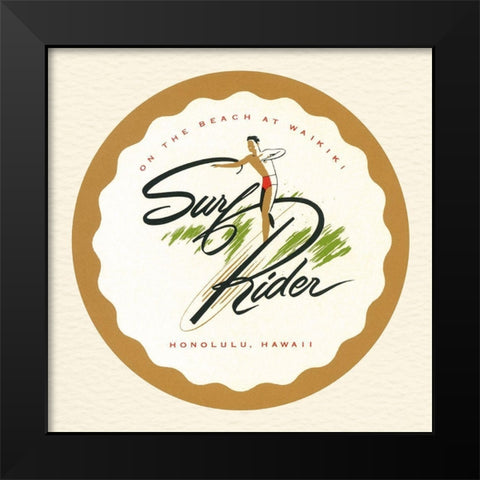 Surf Rider Black Modern Wood Framed Art Print by Retrotravel
