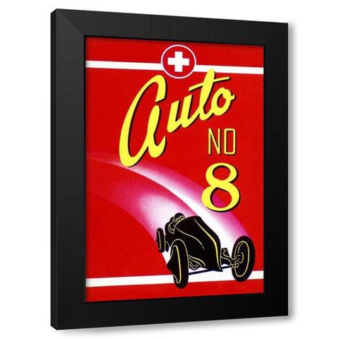 Auto No. 8 Black Modern Wood Framed Art Print with Double Matting by Retrotravel