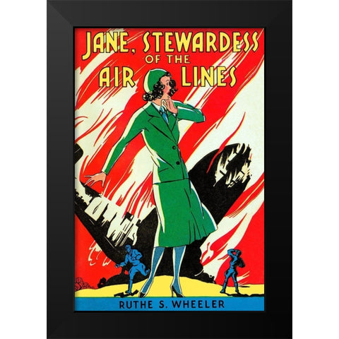 Jane, Stewardes of the Air Lines Black Modern Wood Framed Art Print by Retrotravel