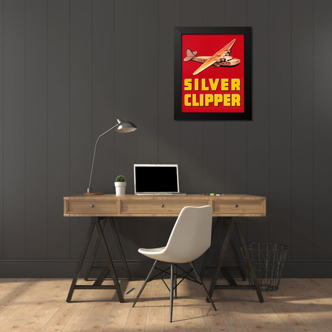 Silver Clipper Crate Label Black Modern Wood Framed Art Print by Retrotravel