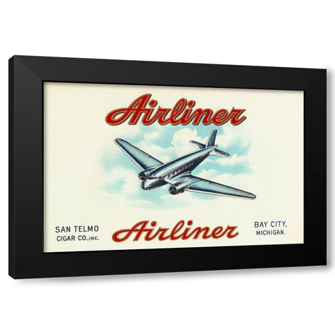 Airliner Brand Cigars Black Modern Wood Framed Art Print by Retrotravel