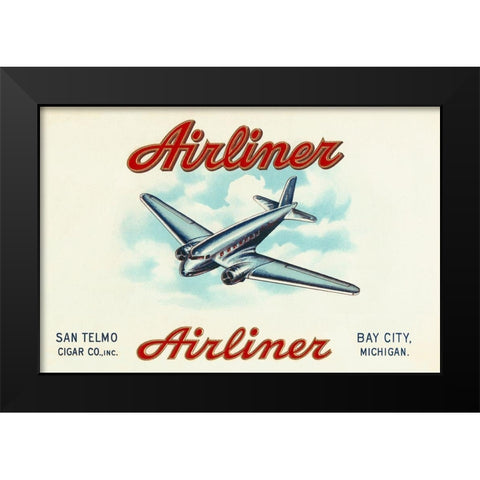 Airliner Brand Cigars Black Modern Wood Framed Art Print by Retrotravel