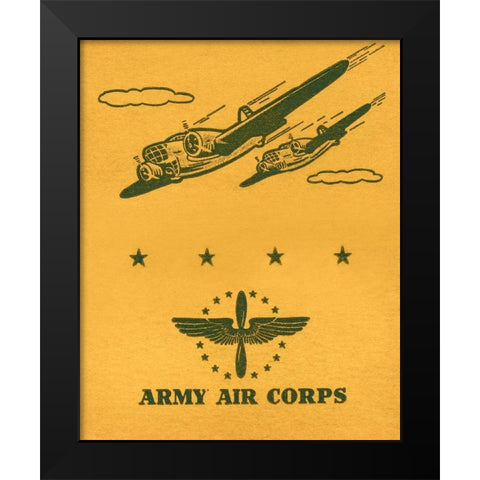 Army Air Corps Black Modern Wood Framed Art Print by Retrotravel
