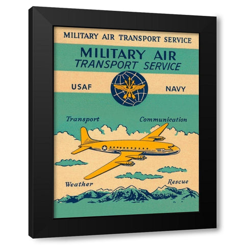 Military Air Transport Service Black Modern Wood Framed Art Print by Retrotravel