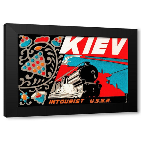 Kiev - Intourist U.S.S.R. Black Modern Wood Framed Art Print with Double Matting by Retrotravel
