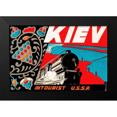Kiev - Intourist U.S.S.R. Black Modern Wood Framed Art Print by Retrotravel