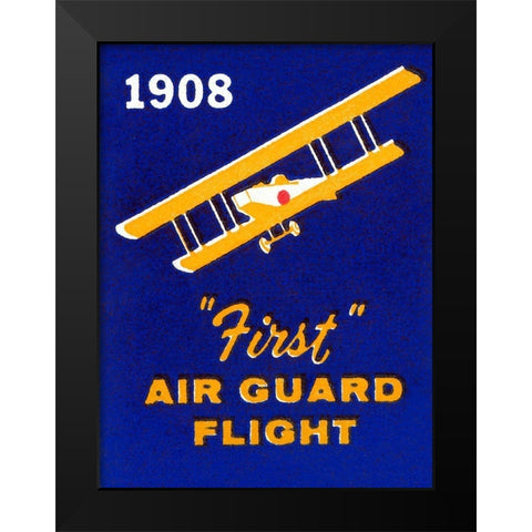 1908 First Air Guard Flight Black Modern Wood Framed Art Print by Retrotravel
