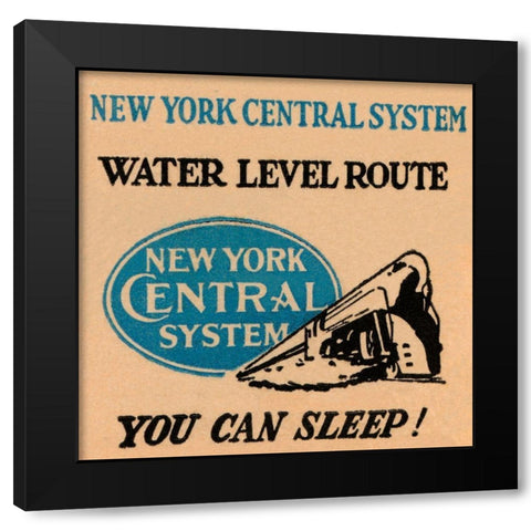 New York Central System Water Level Route Black Modern Wood Framed Art Print by Retrotravel