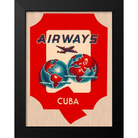 Q Airways Cuba Black Modern Wood Framed Art Print by Retrotravel