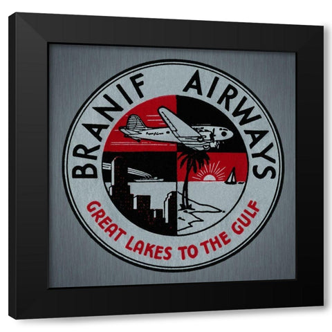 Branif Airways - Great Lakes to the Gulf Black Modern Wood Framed Art Print with Double Matting by Retrotravel