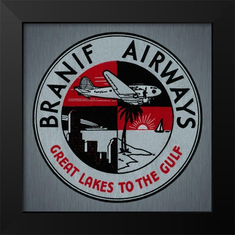 Branif Airways - Great Lakes to the Gulf Black Modern Wood Framed Art Print by Retrotravel