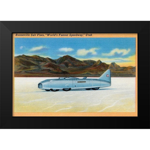 Worlds Fastest Speedway Black Modern Wood Framed Art Print by Retrotravel