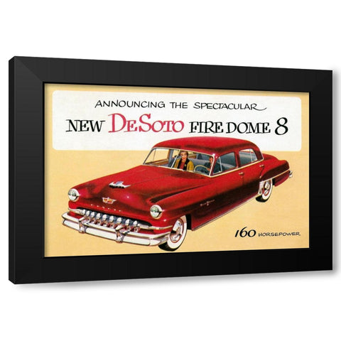 New DeSoto Firedome 8 Black Modern Wood Framed Art Print by Retrotravel