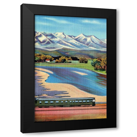 Northern Pacific Passenger Excursion Black Modern Wood Framed Art Print with Double Matting by Retrotravel