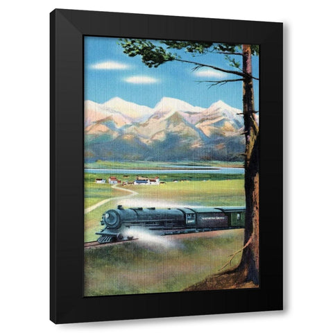 Northern Pacific Scenic Route Black Modern Wood Framed Art Print by Retrotravel