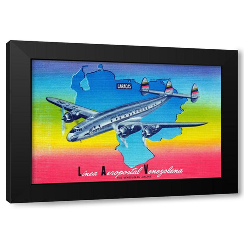 Linea Aeropostal Venezolana; The Venezuelan Airline Black Modern Wood Framed Art Print by Retrotravel