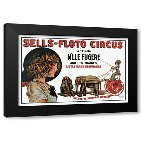 Sells-Floto Circus Black Modern Wood Framed Art Print with Double Matting by Vintage Elephant