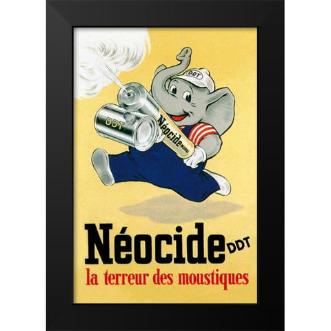 Neocide DDT - La Terreur des Moustiques Black Modern Wood Framed Art Print by Vintage Elephant