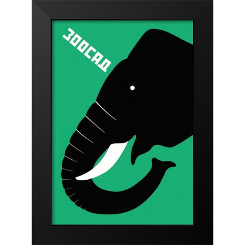 The Zoo - Elephant Black Modern Wood Framed Art Print by Bulanov, Dmitrii