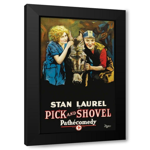 Movie Poster: Stan Laurel in Pick and Shovel Black Modern Wood Framed Art Print by Pathecomdey
