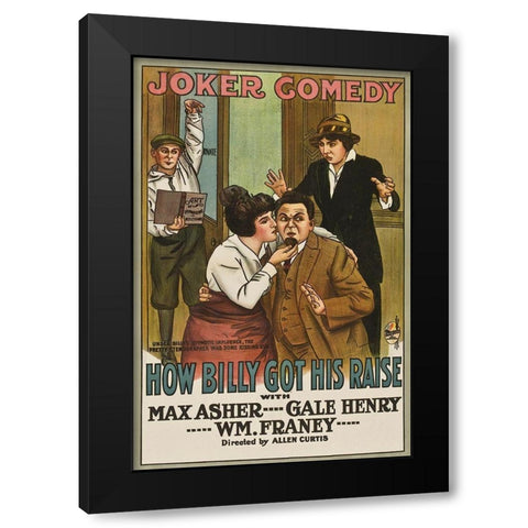 Movie Poster: How Billy Got His Raise Black Modern Wood Framed Art Print with Double Matting by Illustrator, Unknown 20th Century American