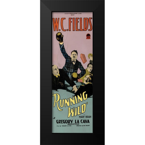Movie Poster: W.C. Fields - Running Wild Black Modern Wood Framed Art Print by Illustrator, Unknown 20th Century American
