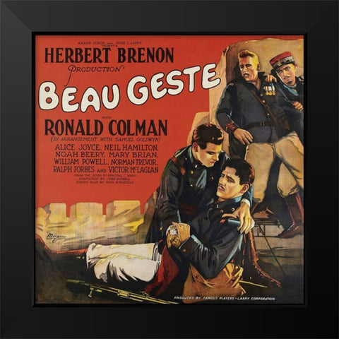 Movie Poster: Ronald Colman - Beau Geste Black Modern Wood Framed Art Print by Illustrator, Unknown 20th Century American